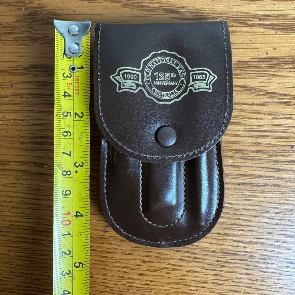 Old National‎ Bank 125th Anniversary Centralia IL Leather Pouch Grooming Tools